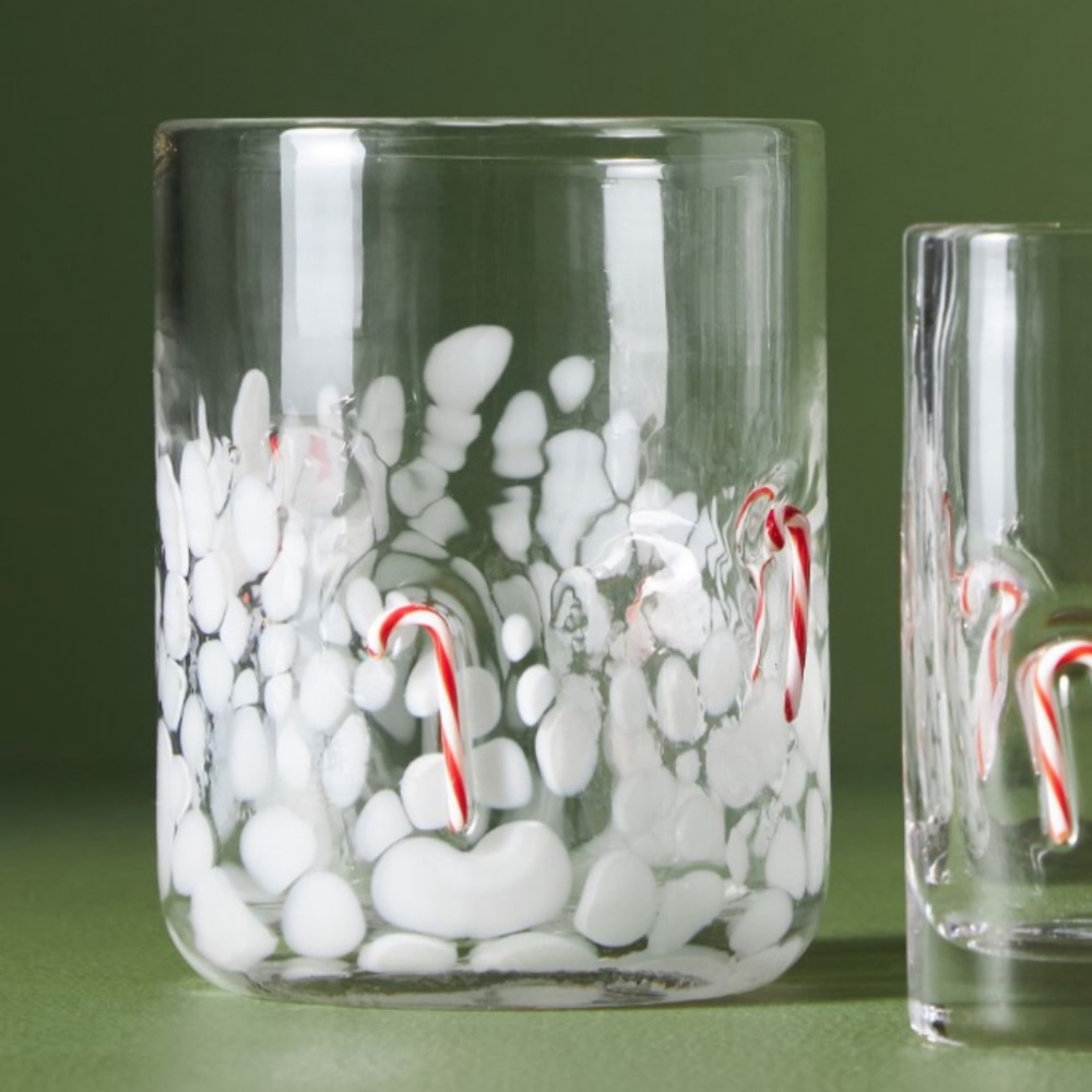 Anthropologie ICON‎ CANDY CANE juice glass festive glass